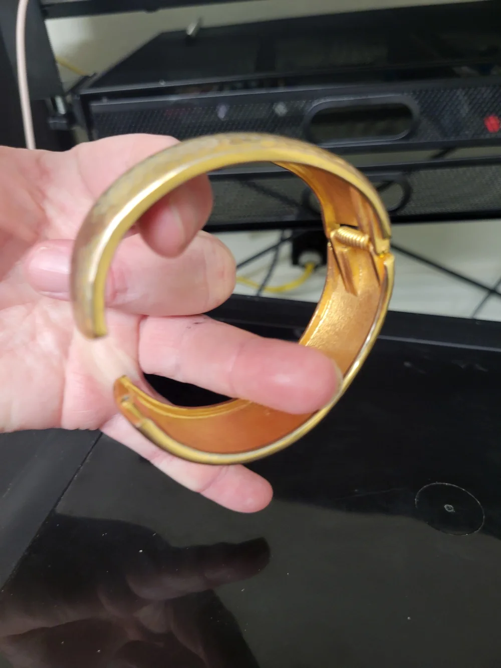 Hammered Gold Tone Bangle Bracelet